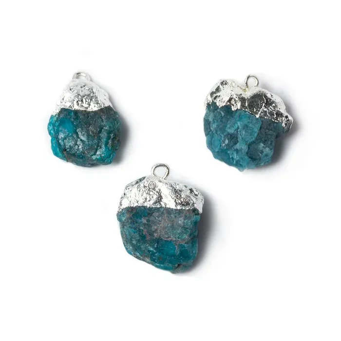 15x14mm to 17x14mm Silver Leaf Neon Blue Apatite Natural Crystal Pendant Set of 3 Beadsofcambaycom Necklaces 15x14mm to 17x14mm Silver Leaf Neon Blue Apatite Natural Crystal Pendant Set of 3 Beadsofcambaycom Necklaces