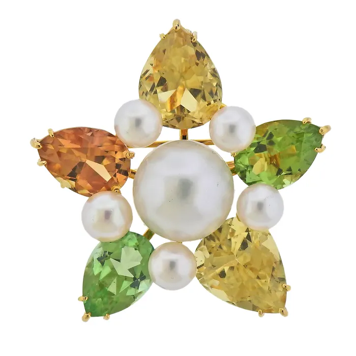 Assael Necklaces Assael Prince Dmitri South Sea Pearl Citrine Peridot Gold Pendant Brooch Assael Necklaces Assael Prince Dmitri South Sea Pearl Citrine Peridot Gold Pendant Brooch