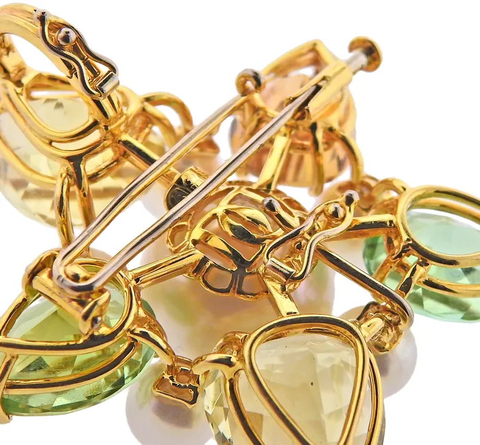 Assael Necklaces Assael Prince Dmitri South Sea Pearl Citrine Peridot Gold Pendant Brooch