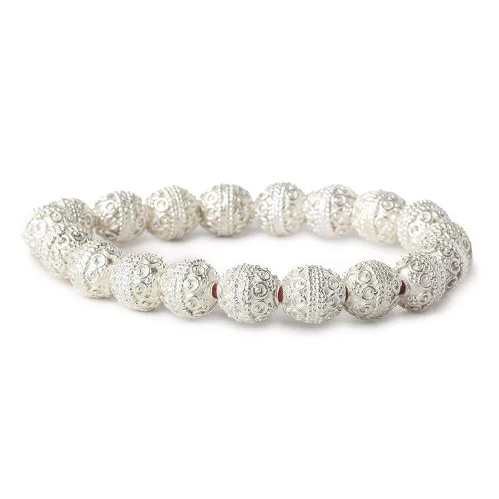 Beadsofcambaycom 11x10mm Sterling Silver Plated Copper Bead Roval Persian 8 inch 19 pcs Rings Beadsofcambaycom 11x10mm Sterling Silver Plated Copper Bead Roval Persian 8 inch 19 pcs Rings