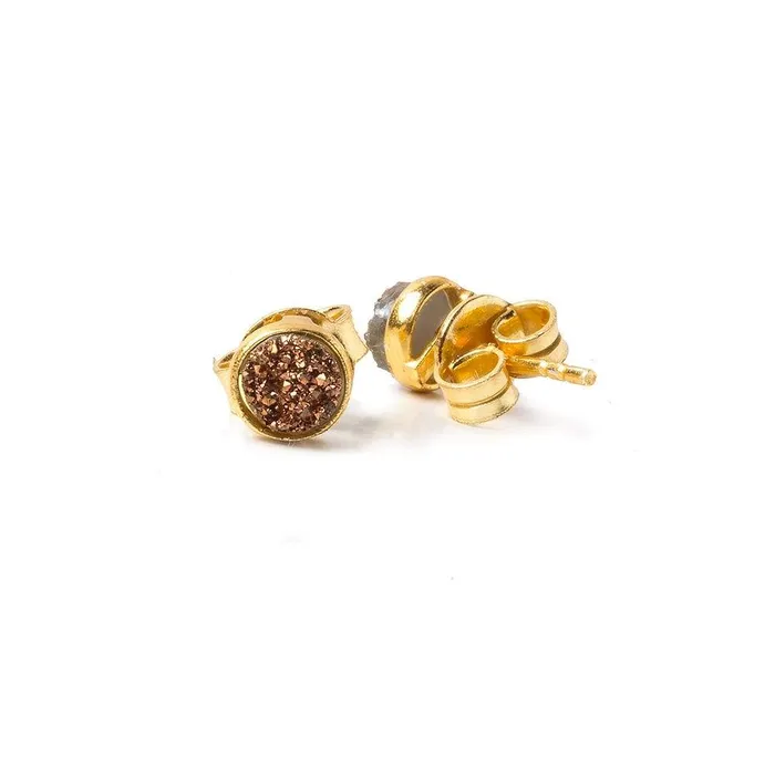 Beadsofcambaycom Earrings 6mm Vermeil Bezel Rose Micro Drusy Coin Post Earring Set of 2 pieces Beadsofcambaycom Earrings 6mm Vermeil Bezel Rose Micro Drusy Coin Post Earring Set of 2 pieces