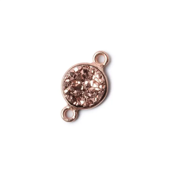 Beadsofcambaycom Earrings 9mm Rose Gold Bezel Metallic Rose Drusy Coin Connector 1 piece Beadsofcambaycom Earrings 9mm Rose Gold Bezel Metallic Rose Drusy Coin Connector 1 piece