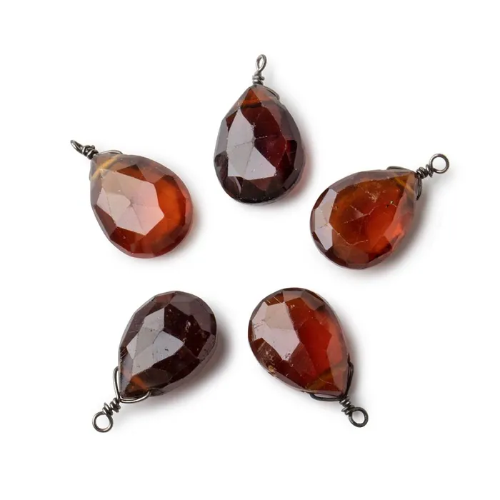 Beadsofcambaycom Necklaces 12x9mm Black Gold Wire Wrapped Hessonite Garnet Faceted Pear 1 Focal Pendant Beadsofcambaycom Necklaces 12x9mm Black Gold Wire Wrapped Hessonite Garnet Faceted Pear 1 Focal Pendant