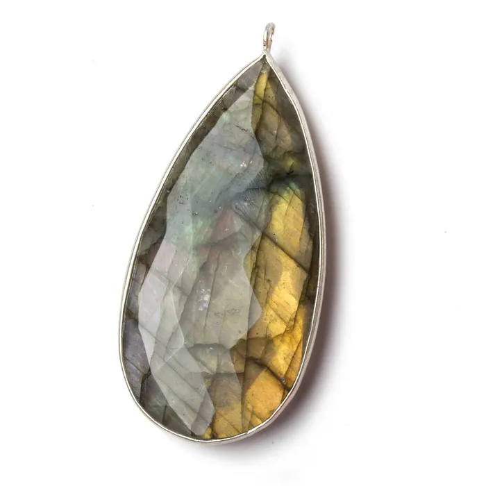 Beadsofcambaycom Necklaces 46x24mm Silver 925 Bezel Labradorite faceted pear Pendant 1 piece Beadsofcambaycom Necklaces 46x24mm Silver 925 Bezel Labradorite faceted pear Pendant 1 piece
