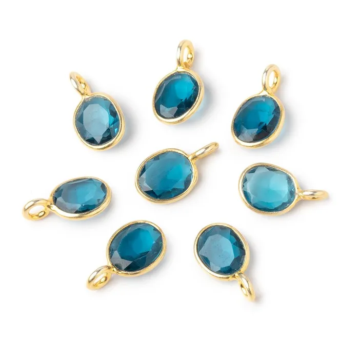 Beadsofcambaycom Necklaces 7x6mm Vermeil Bezel London Blue Topaz Rose Cut Oval Pendant 1 piece Beadsofcambaycom Necklaces 7x6mm Vermeil Bezel London Blue Topaz Rose Cut Oval Pendant 1 piece