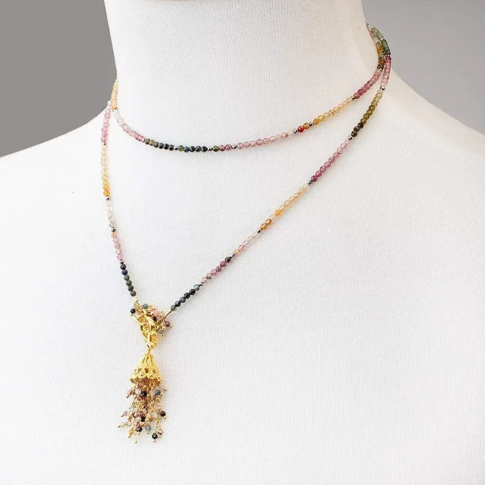 Beadsofcambaycom Necklaces Little bit of sparkle Tourmaline Necklace kit
