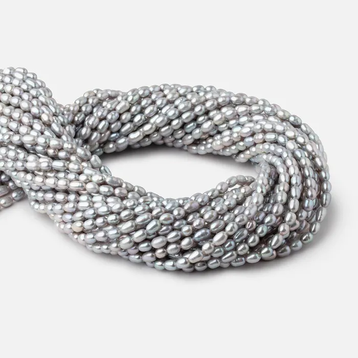 Beadsofcambaycom Rings 5x3mm Silver straight drilled Oval freshwater pearls 15 inch 75 pieces A Beadsofcambaycom Rings 5x3mm Silver straight drilled Oval freshwater pearls 15 inch 75 pieces A