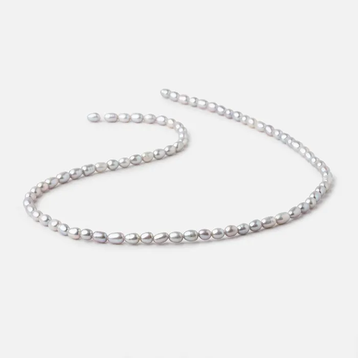 Beadsofcambaycom Rings 5x3mm Silver straight drilled Oval freshwater pearls 15 inch 75 pieces A Beadsofcambaycom Rings 5x3mm Silver straight drilled Oval freshwater pearls 15 inch 75 pieces A