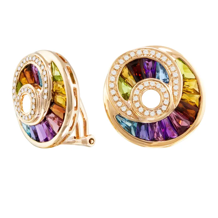 Bellarri Earrings Bellarri The Cove Multi Gemstone Diamond Gold Earrings
