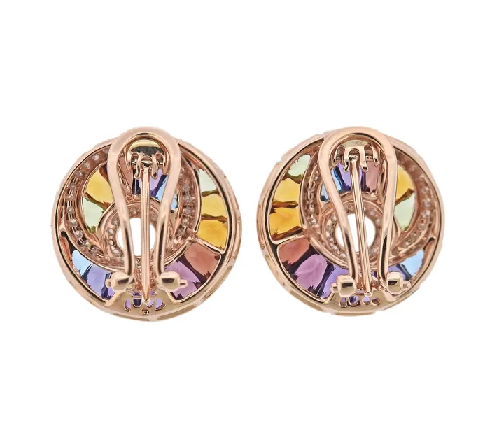Bellarri Earrings Bellarri The Cove Multi Gemstone Diamond Gold Earrings