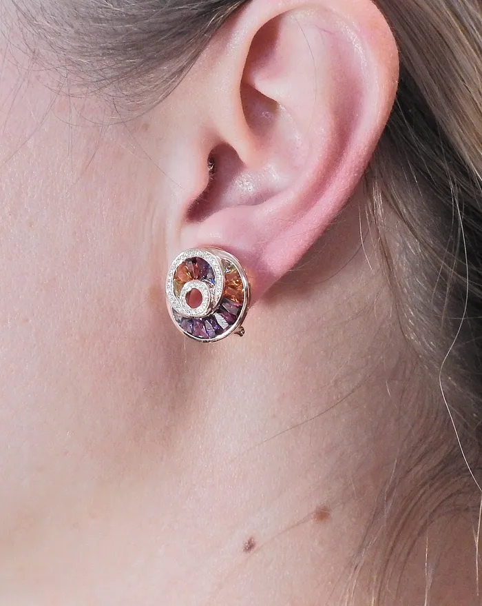 Bellarri Earrings Bellarri The Cove Multi Gemstone Diamond Gold Earrings