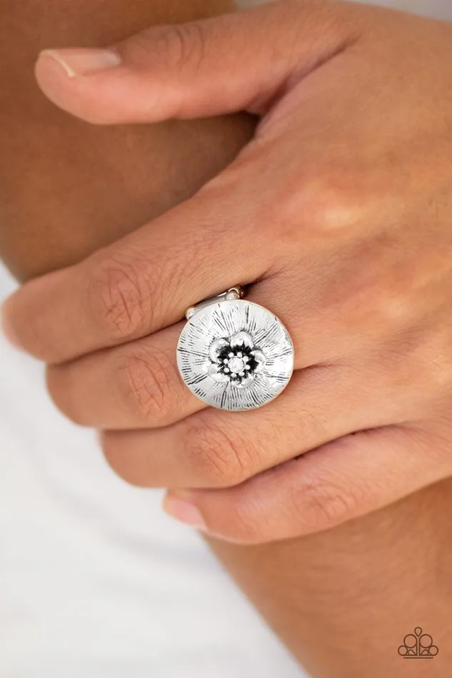 Blooming Beach Party White Ring Jewelry by Bretta Paparazzi Accessories Rings