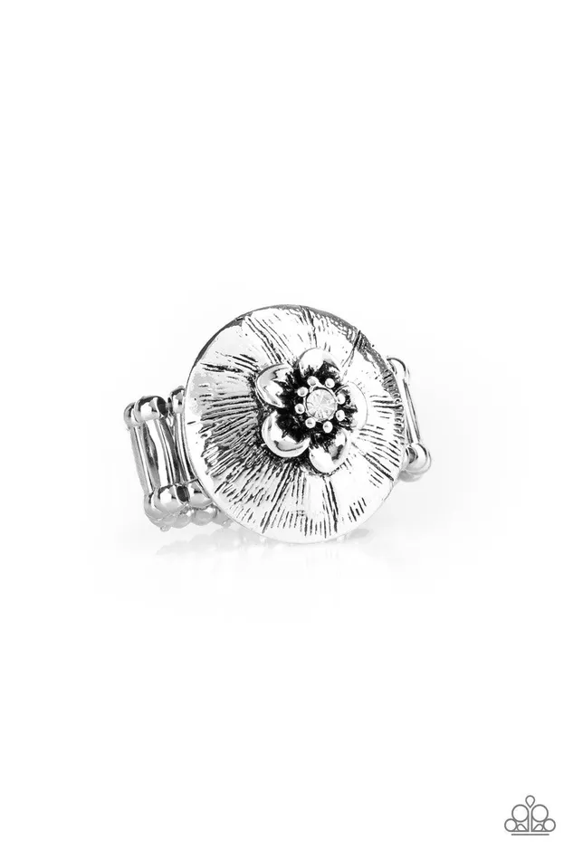 Blooming Beach Party White Ring Jewelry by Bretta Paparazzi Accessories Rings
