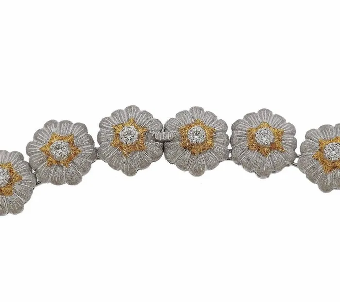 Buccellati Necklaces Buccellati Gold Diamond Flower Necklace