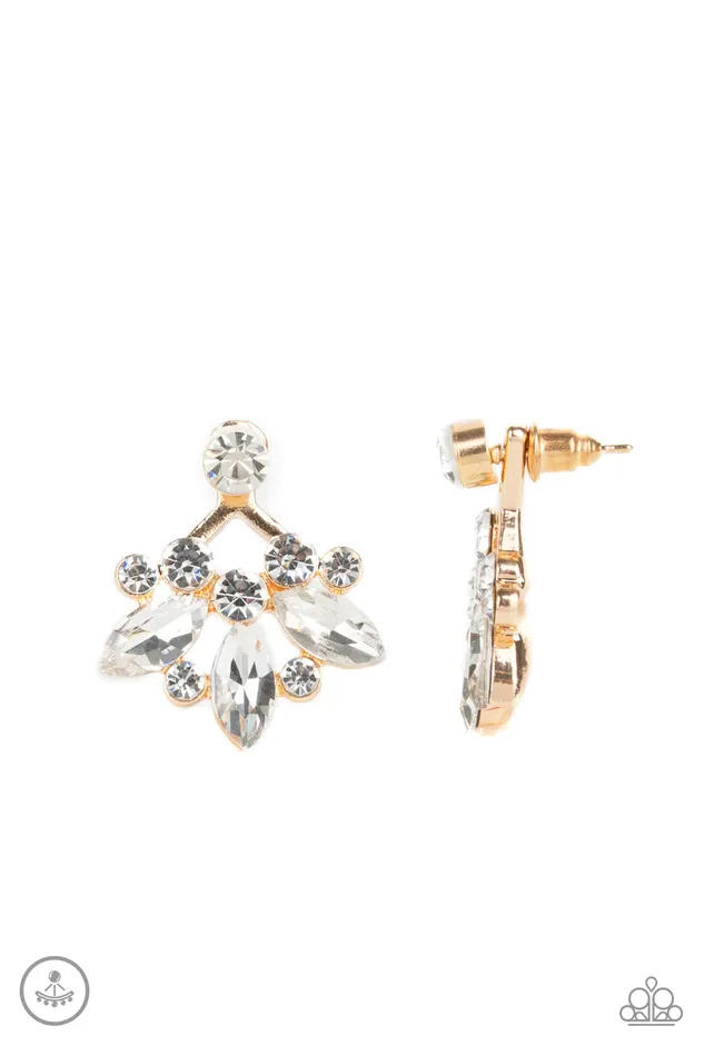 Crystal Constellations Gold Post Earrings Jewelry by Bretta Paparazzi Accessories Earrings