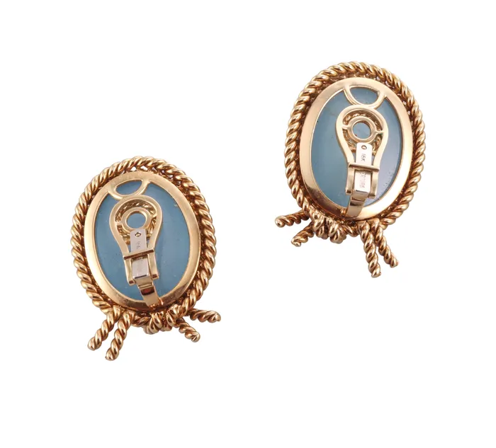 David Webb Verdura Aquamarine Gold Rope Earrings Earrings
