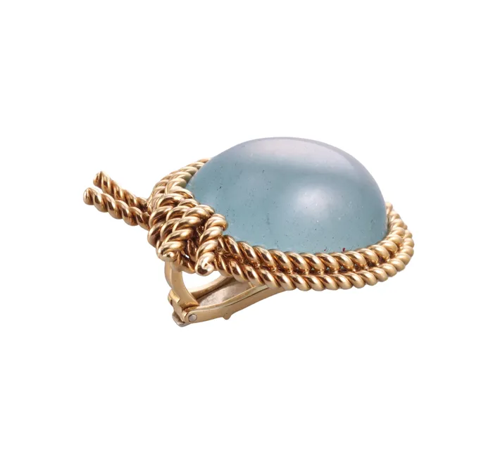 David Webb Verdura Aquamarine Gold Rope Earrings Earrings