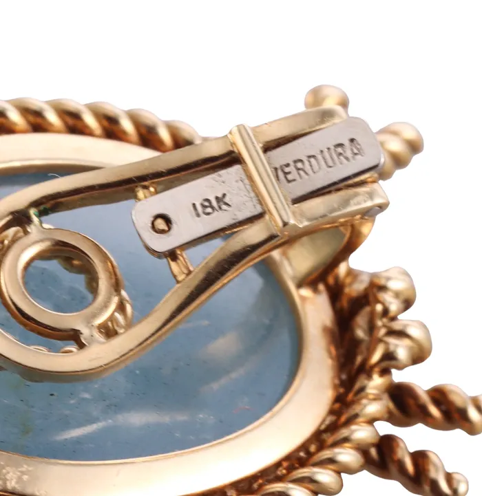 David Webb Verdura Aquamarine Gold Rope Earrings Earrings