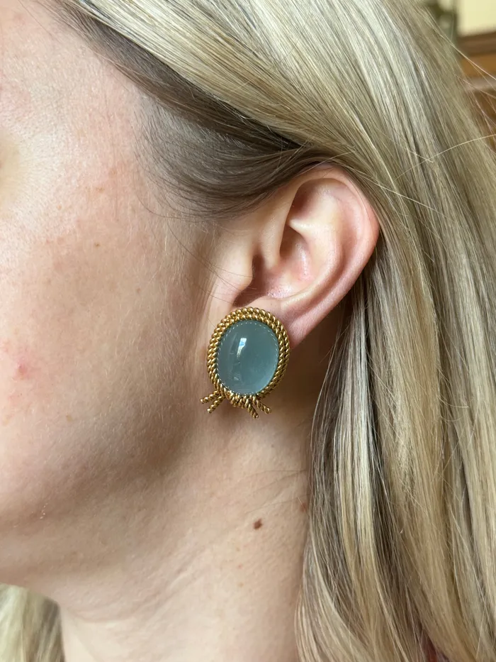 David Webb Verdura Aquamarine Gold Rope Earrings Earrings