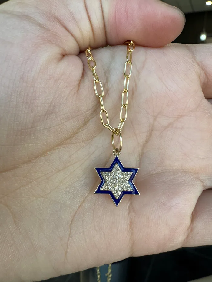 Diamond Blue Enamel Star of David Necklace YaninaCo Jewelry Necklaces Diamond Blue Enamel Star of David Necklace YaninaCo Jewelry Necklaces