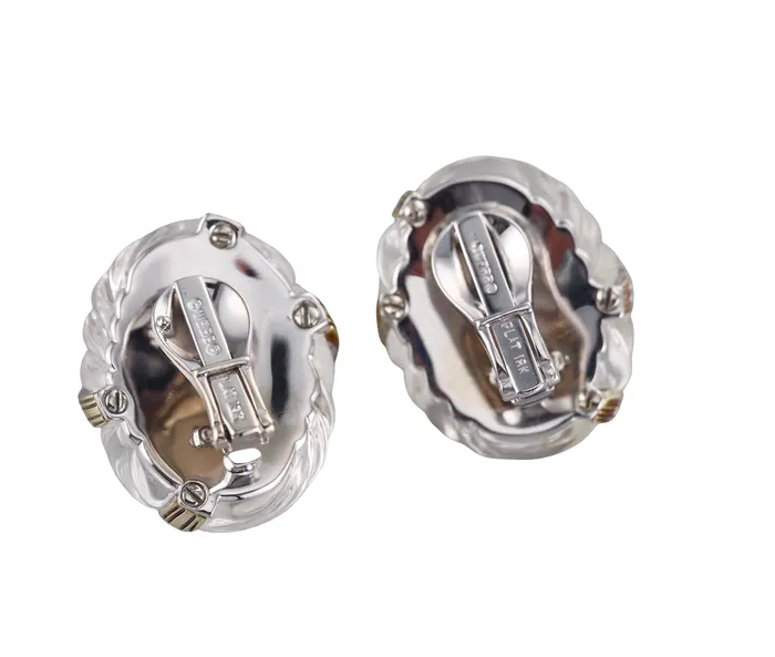 Earrings David Webb Crystal Diamond Gold Platinum Earrings David Webb