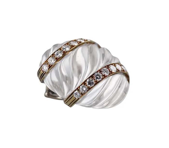 Earrings David Webb Crystal Diamond Gold Platinum Earrings David Webb