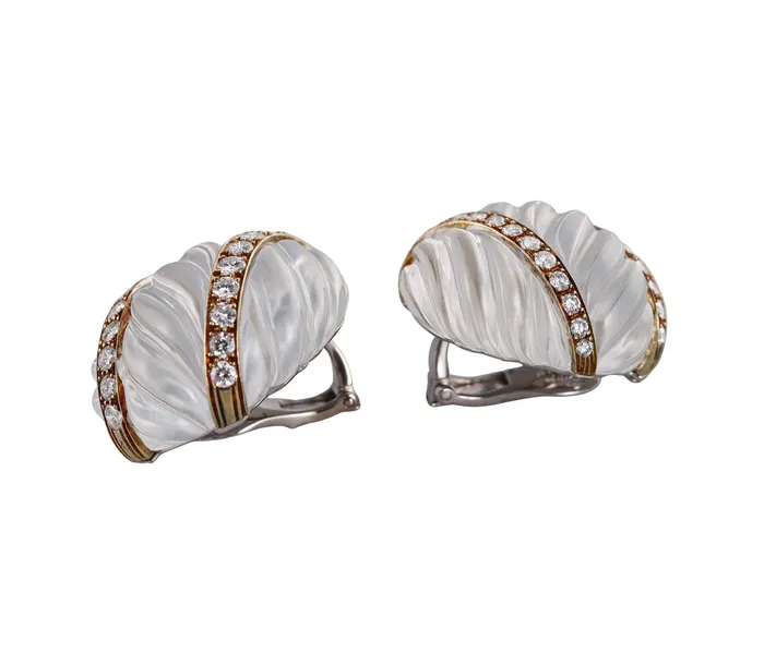 Earrings David Webb Crystal Diamond Gold Platinum Earrings David Webb