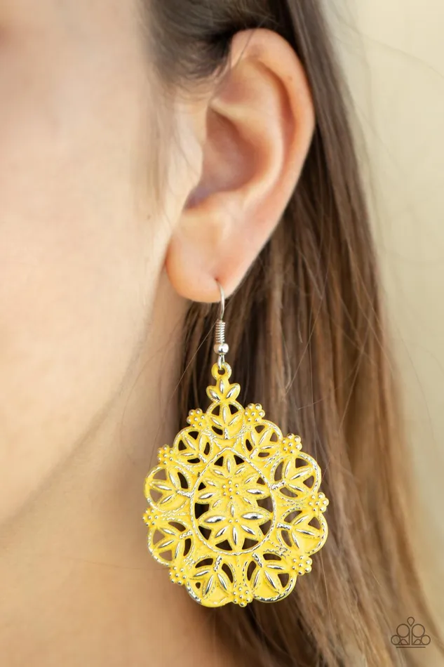 Earrings Paparazzi Accessories Floral Affair Yellow Earrings Jewelry by Bretta