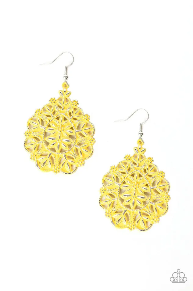 Earrings Paparazzi Accessories Floral Affair Yellow Earrings Jewelry by Bretta