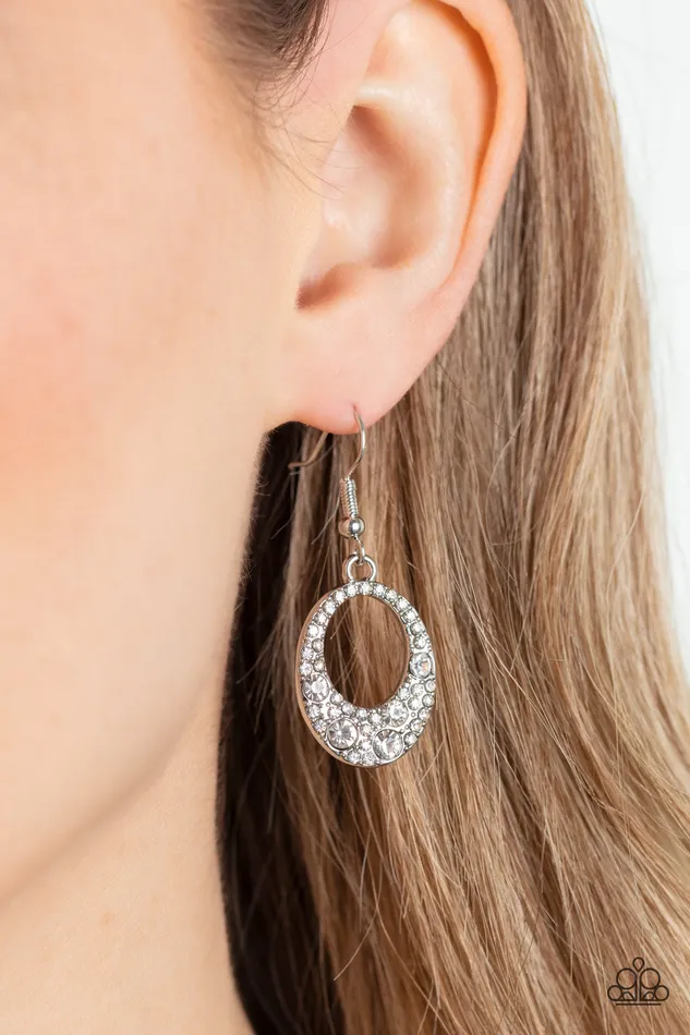 Earrings Paparazzi Accessories Showroom Sizzle White Earrings Jewelry by Bretta