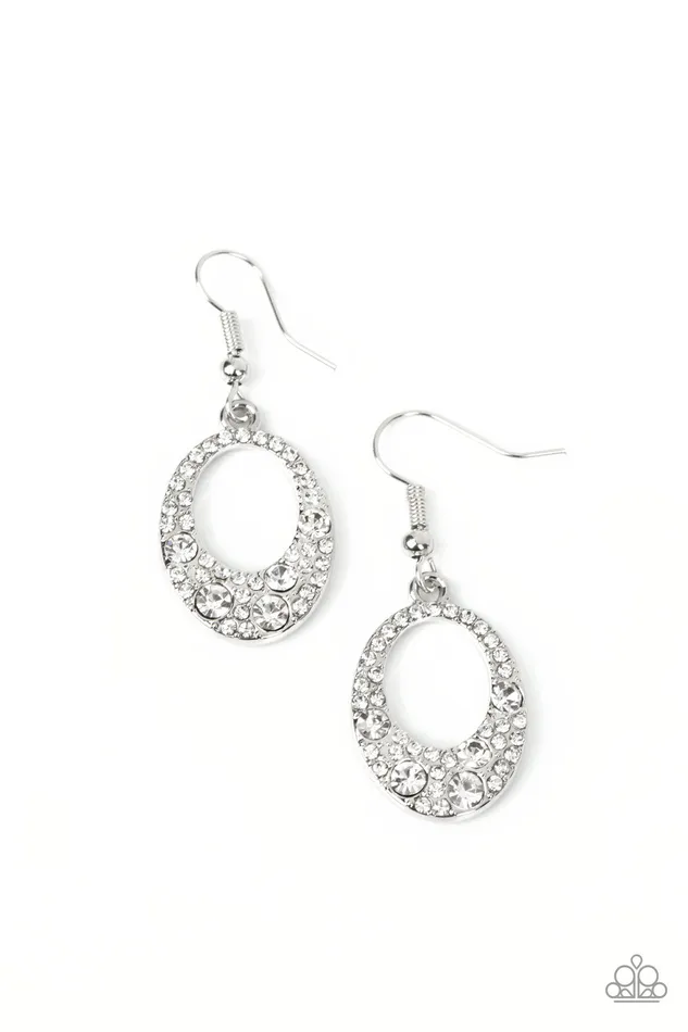 Earrings Paparazzi Accessories Showroom Sizzle White Earrings Jewelry by Bretta
