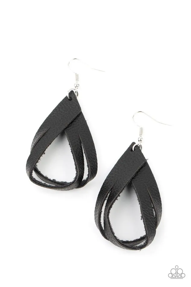 Earrings Paparazzi Accessories Thats A STRAP Black Earrings Jewelry By Bretta