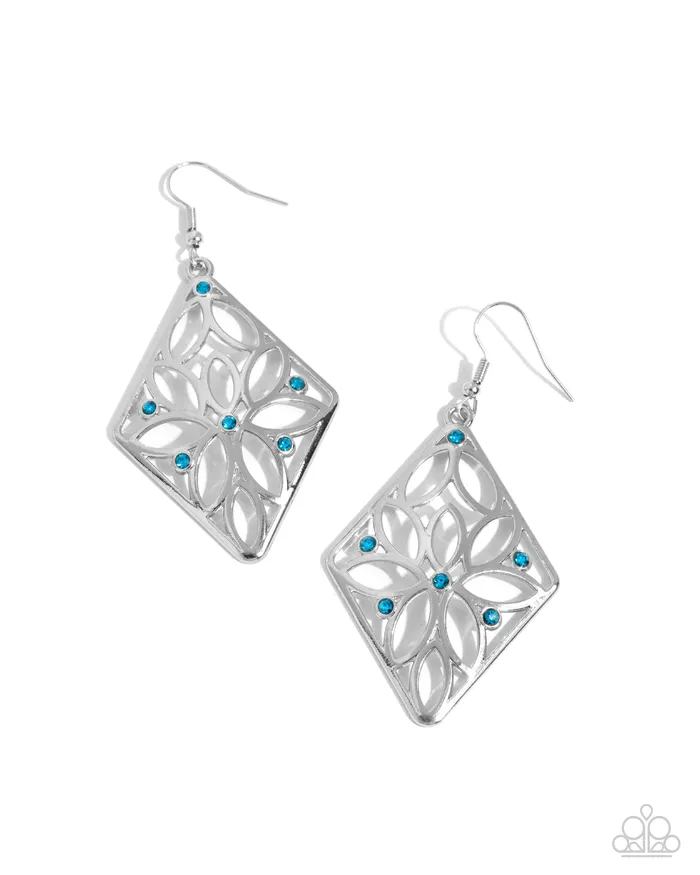 Earrings Pumped Up Posies Blue Earrings Jewelry by Bretta Paparazzi Accessories