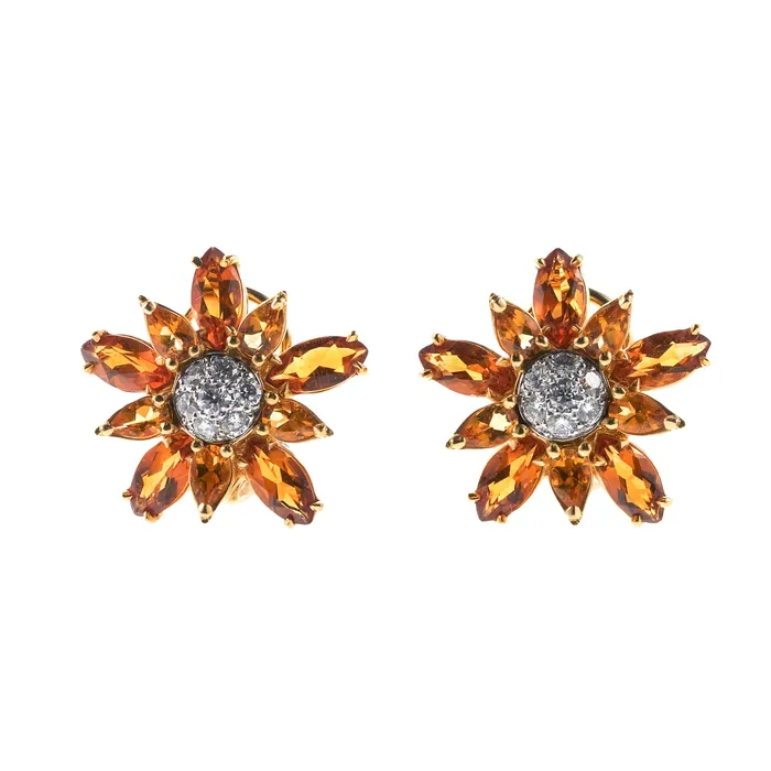 Earrings Seaman Schepps Seaman Schepps Citrine Diamond Gold Flower Earrings Earrings Seaman Schepps Seaman Schepps Citrine Diamond Gold Flower Earrings