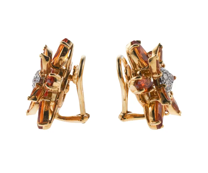 Earrings Seaman Schepps Seaman Schepps Citrine Diamond Gold Flower Earrings