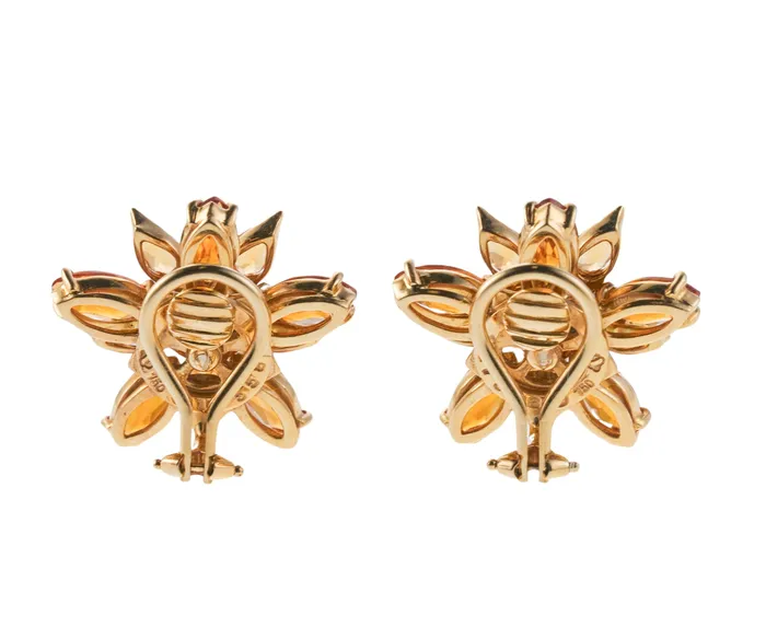 Earrings Seaman Schepps Seaman Schepps Citrine Diamond Gold Flower Earrings