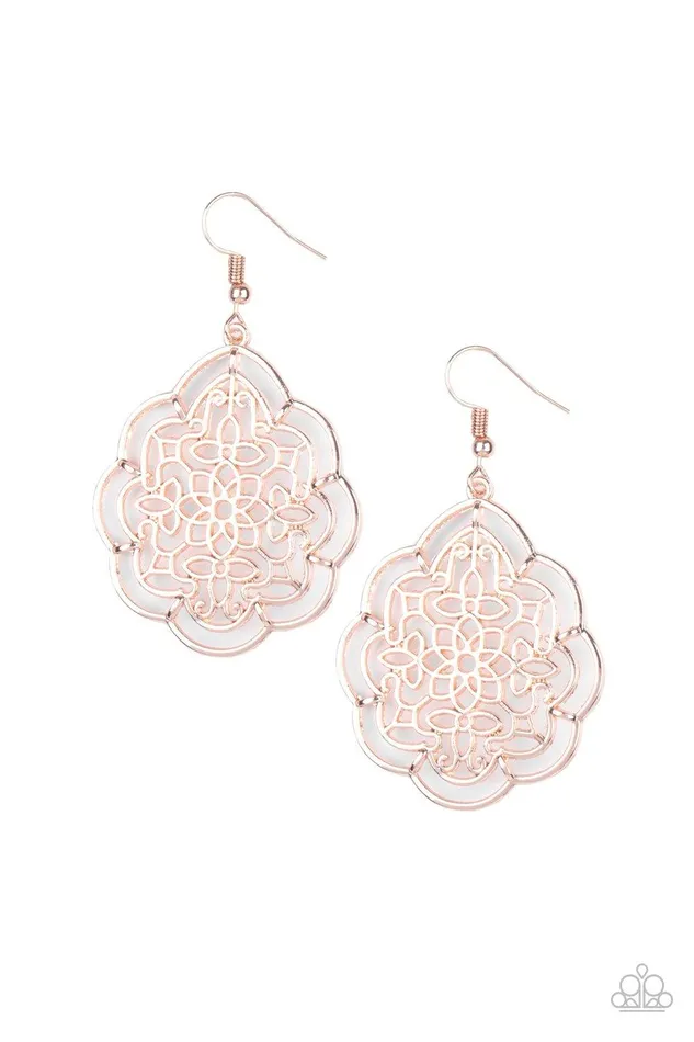 Earrings Tour de Taj Mahal Rose Gold Earrings Jewelry by Bretta Paparazzi Accessories