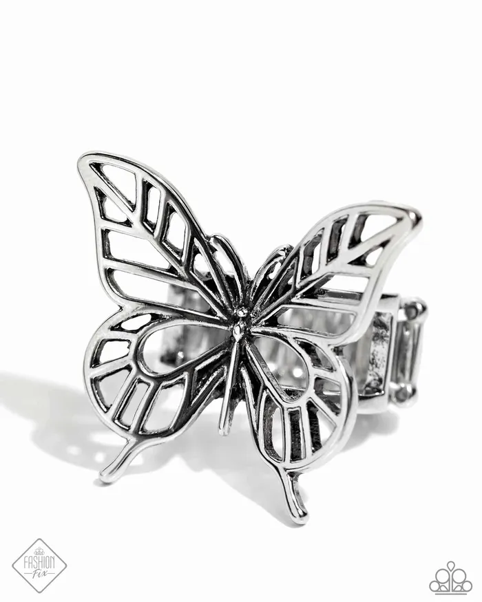 FLIGHT As Well Silver Butterfly Ring Jewelry by Bretta Paparazzi Accessories Rings