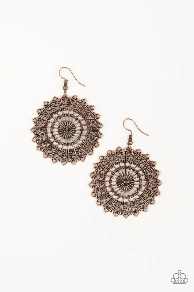 Globetrotting Guru Copper Earrings Jewelry by bretta Paparazzi Accessories Earrings