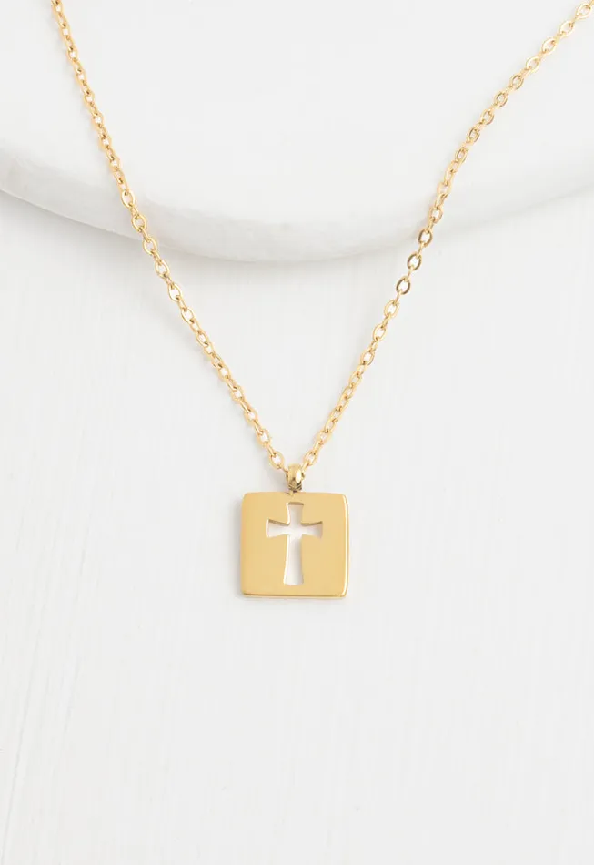 Gold Cross Cutout Necklace Give Freedom to Women Starfish Project Necklaces