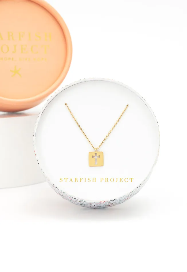 Gold Cross Cutout Necklace Give Freedom to Women Starfish Project Necklaces