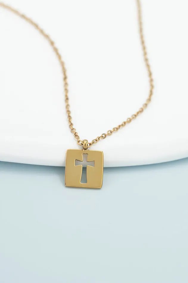 Gold Cross Cutout Necklace Give Freedom to Women Starfish Project Necklaces