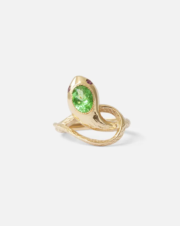 Ides Rings Serpentes Ring Tsavorite and Pink Sapphires