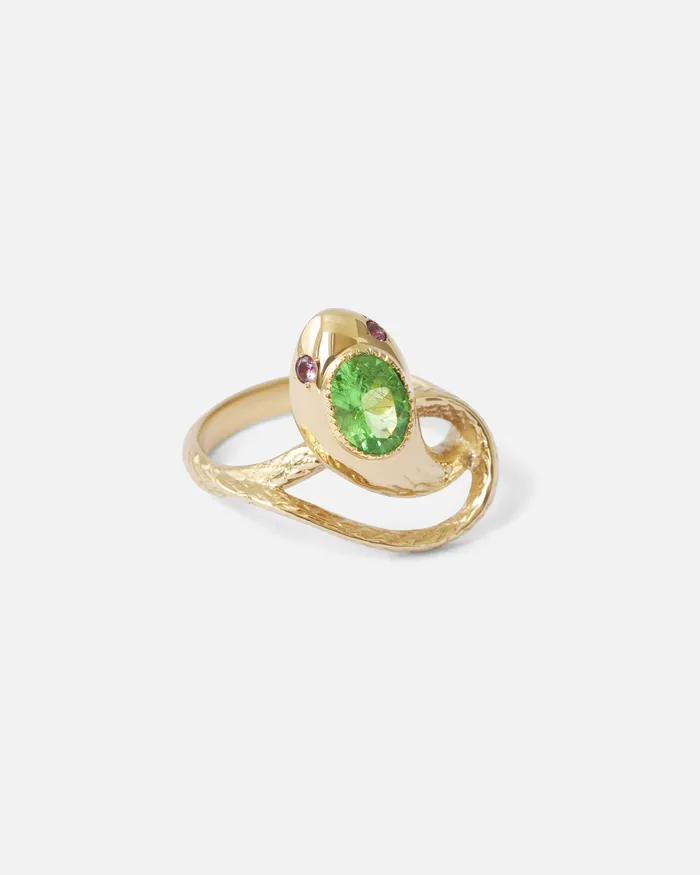 Ides Rings Serpentes Ring Tsavorite and Pink Sapphires Ides Rings Serpentes Ring Tsavorite and Pink Sapphires