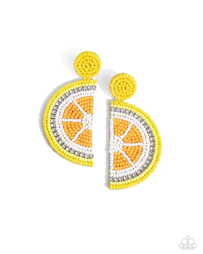 Lemon Leader Yellow Lemon Earrings Jewelry by Bretta Paparazzi Accessories Earrings