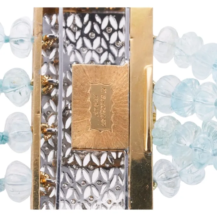 Mario Buccellati Gold Diamond Aquamarine Bead Necklace Buccellati Necklaces