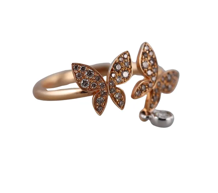 Mimi Milano Rings Mimi Milano Farfalla Diamond 18k Rose Gold Butterfly Ring