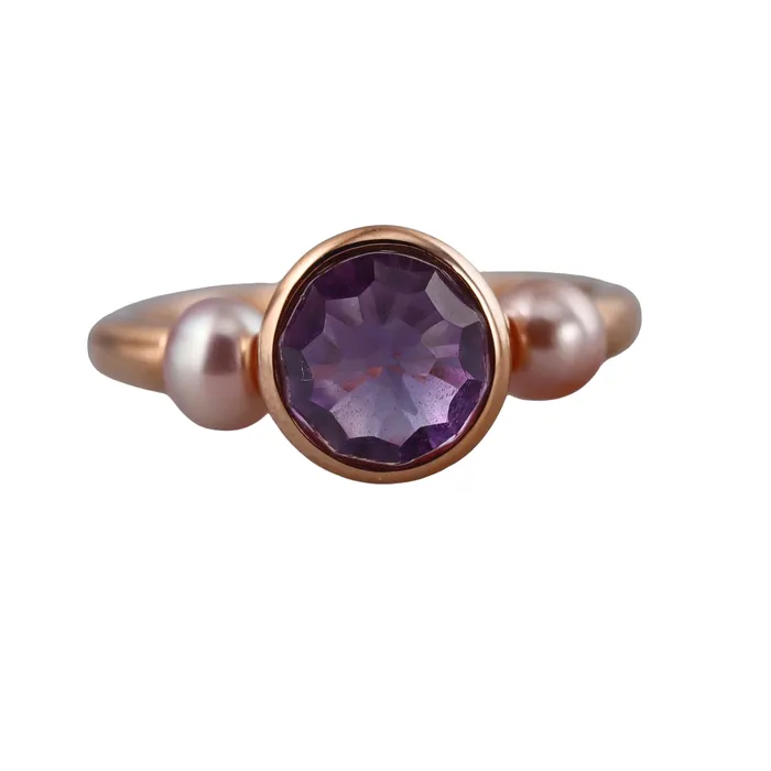 Mimi Milano Rings Mimi Milano Happy Amethyst Pearl Gold Ring