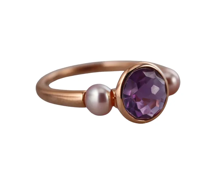 Mimi Milano Rings Mimi Milano Happy Amethyst Pearl Gold Ring