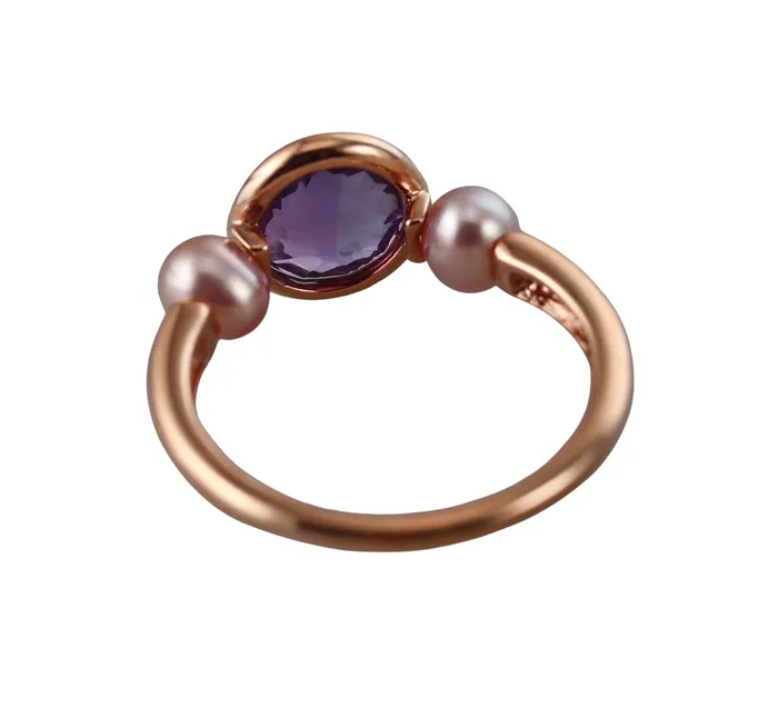 Mimi Milano Rings Mimi Milano Happy Amethyst Pearl Gold Ring